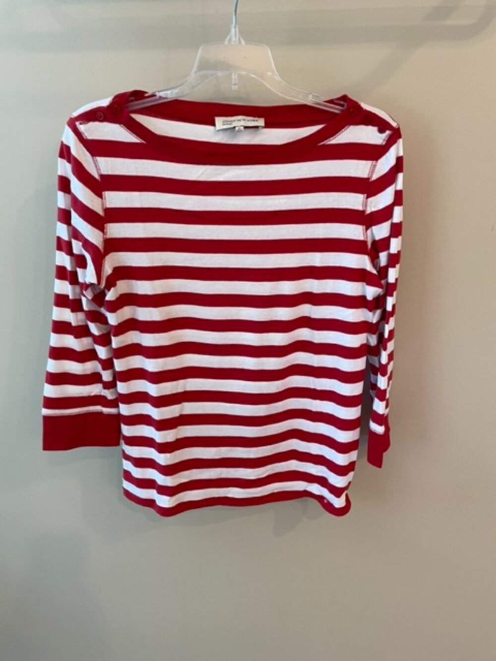 Jones New York Red and white Striped lightweight Cotton Shirt